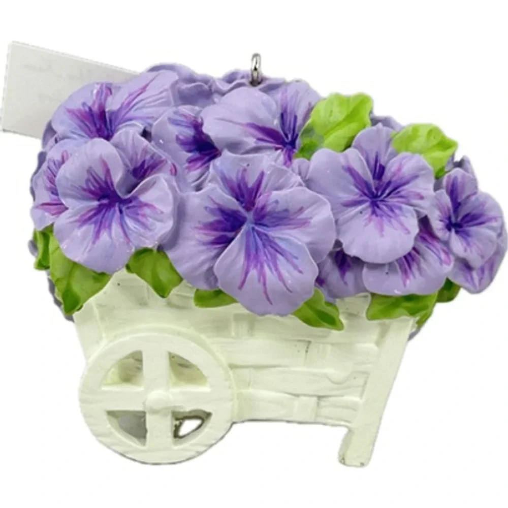 Hallmark Pansies Stand For Thoughts 2014 Keepsake Ornament OS Purple Flower Cart